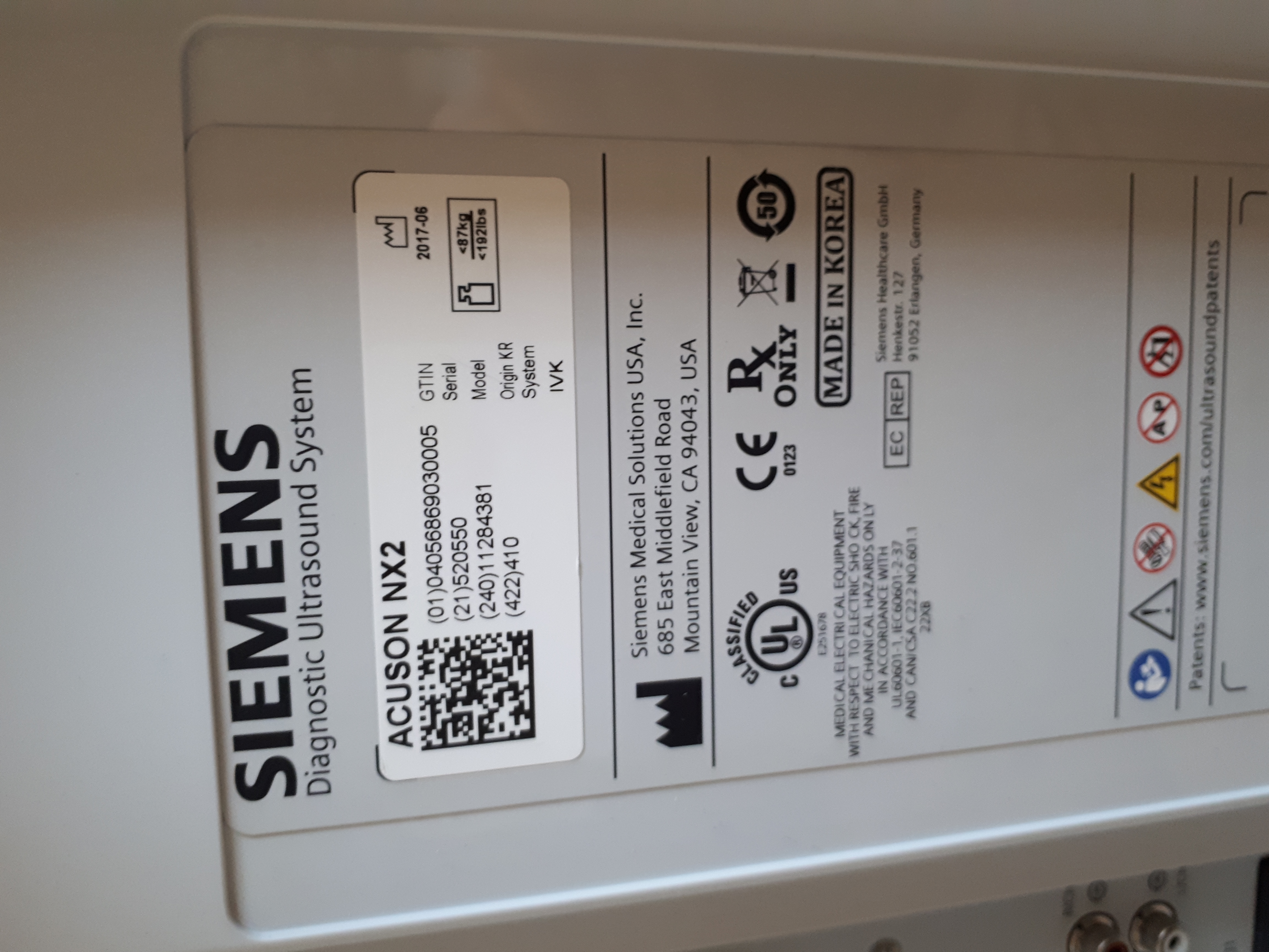 aparat ultrasonograficzny Siemens Acuson NX2